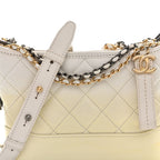 Patent Goatskin Quilted Small Gabrielle Hobo White