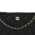 Caviar Quilted Purse With Chain Black