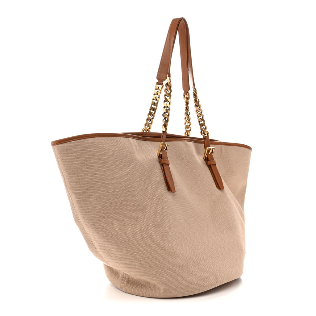 Canvas Calfskin Lauren Panier Tote Desert Dust