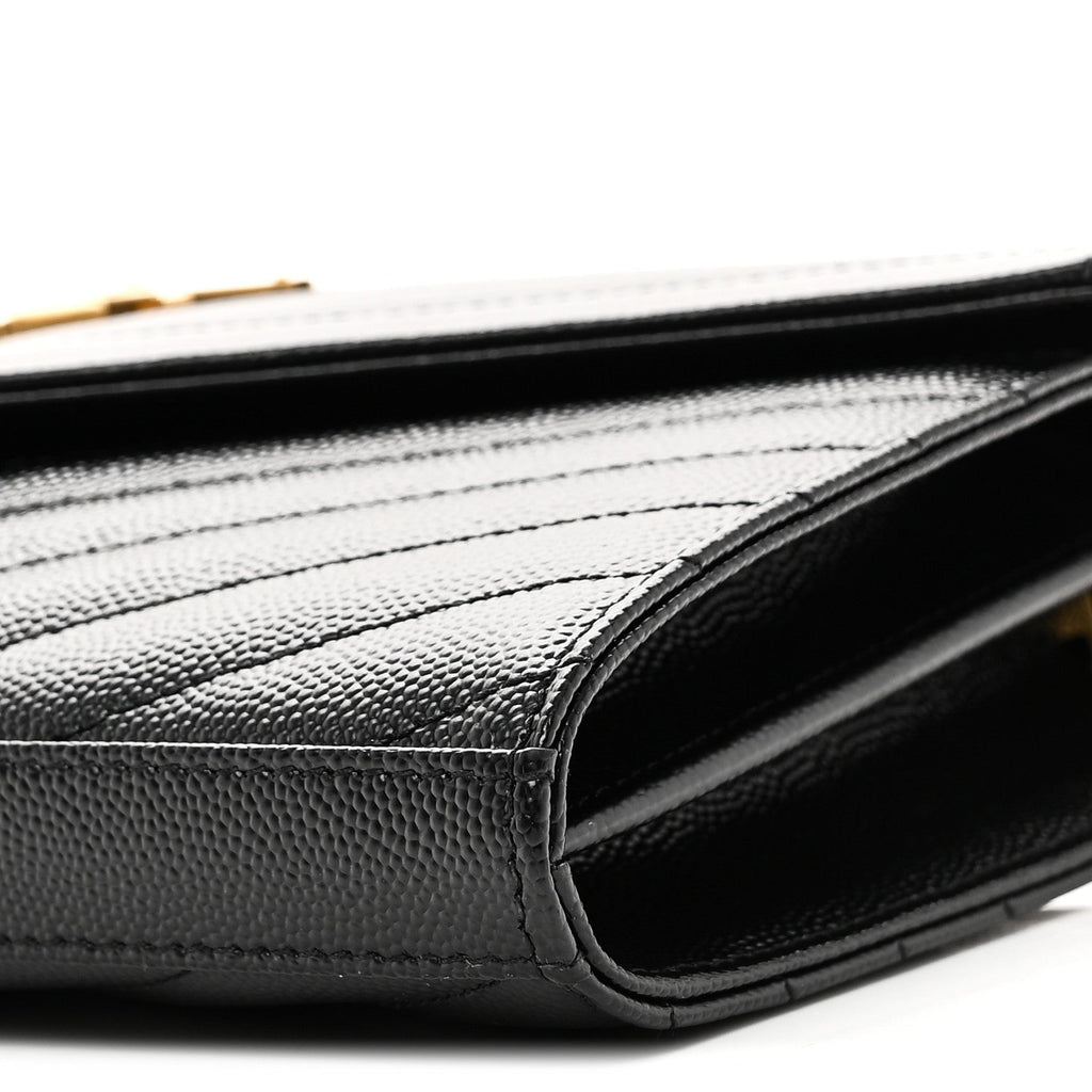 Grain De Poudre Matelasse Chevron Monogram Chain Wallet Black