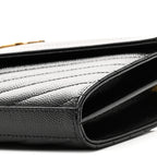 Grain De Poudre Matelasse Chevron Monogram Chain Wallet Black