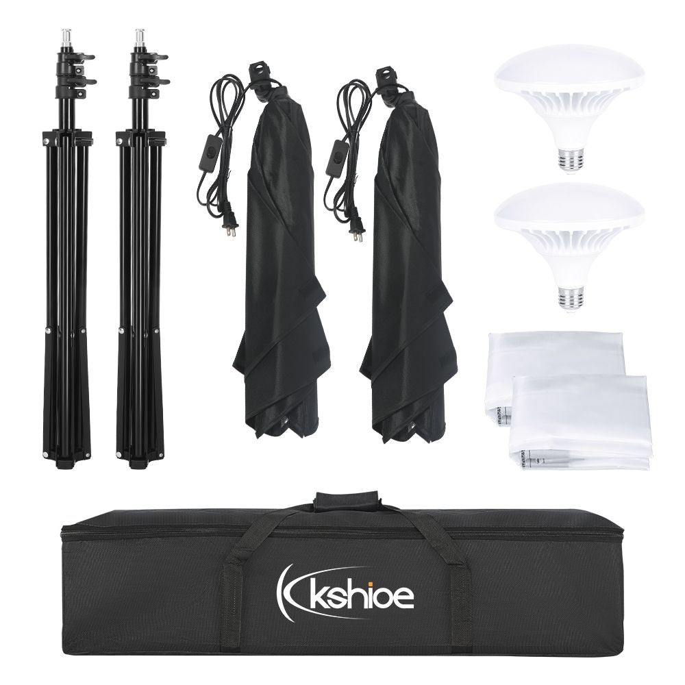 Softbox Lighting Kit, Photo Equipment Studio Softbox 20" x 27", with E27 Socket and 2x5500K Instant Brightness Energy Saving Lighting Bulbs