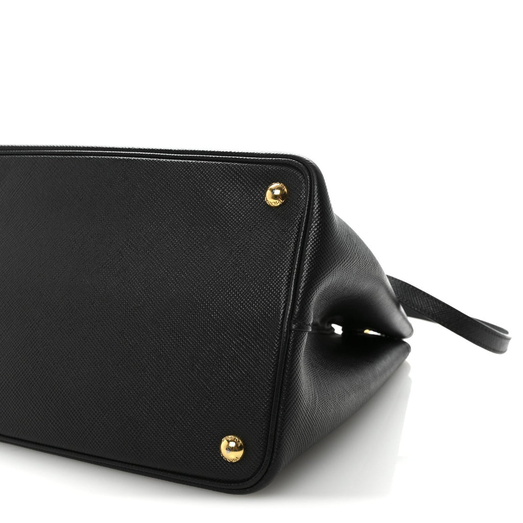 Saffiano Cuir Large Double Bag Black Fuoco