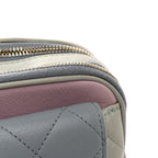 Goatskin Quilted Waist Bag Green Blue Pink