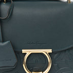 Calfskin Embossed Small Margot Top Handle Divisa Green