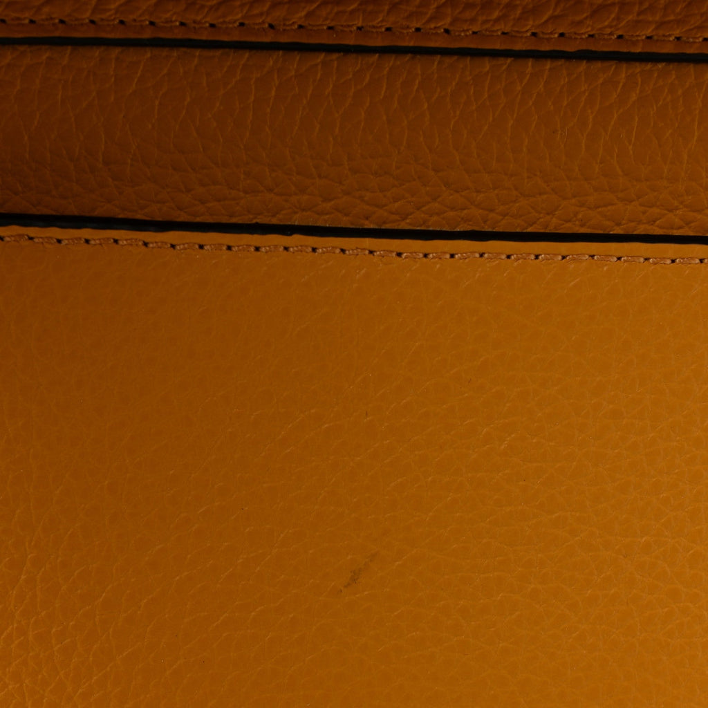 Raffia Small Grain Calfskin Medium Marcie Basket Yellow