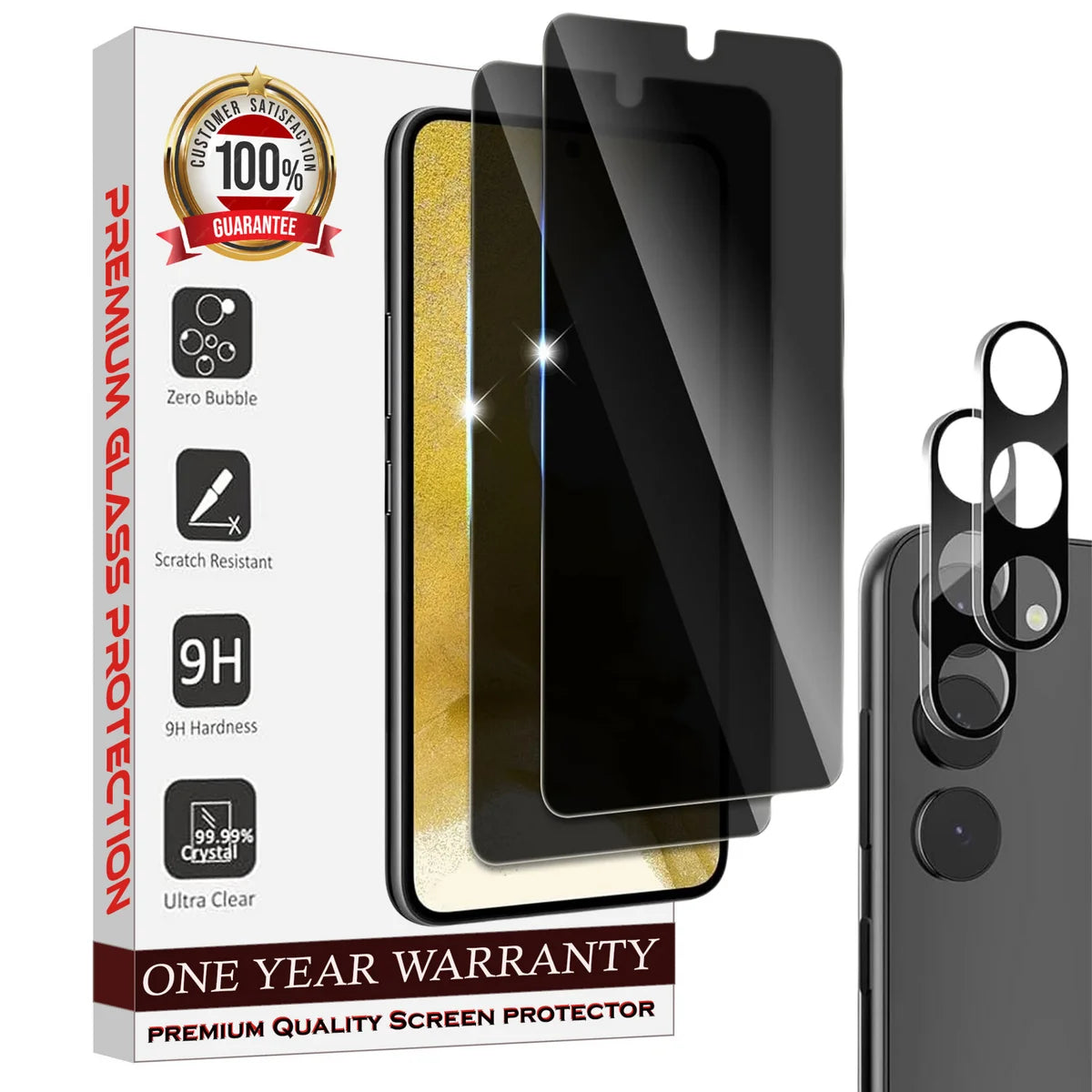 Entronix Anti-Spy Privacy Screen Protector & Camera Lens Protector Compatible with Galaxy S25 Plus - 4 Piece Combo