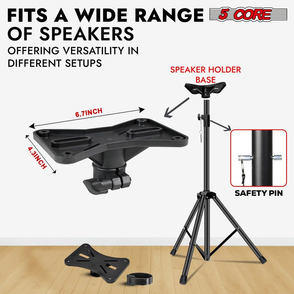 Speaker Stand Pair Height Adjustable Universal PA DJ Tripod Studio Monitor Stands Heavy Duty w 35mm Compatible Insert for Home On Stage In Studio Use Black - SS HD 2PK BLK WOB