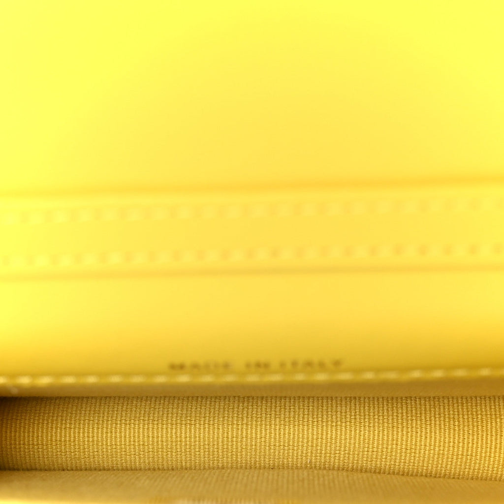 Lambskin Quilted Enamel Logo Flap Card Holder On Chain Yellow