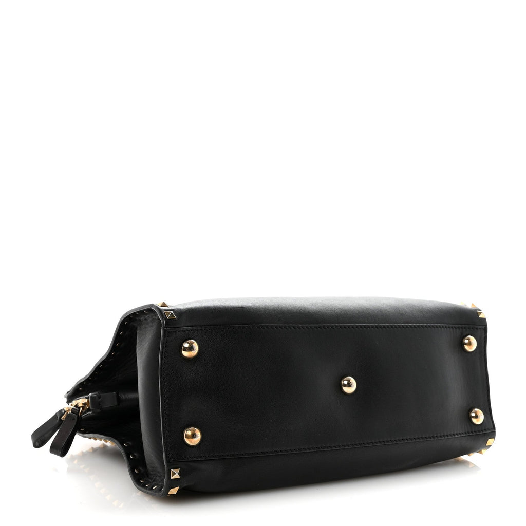 Vitello Rockstud Dome Shopper Black
