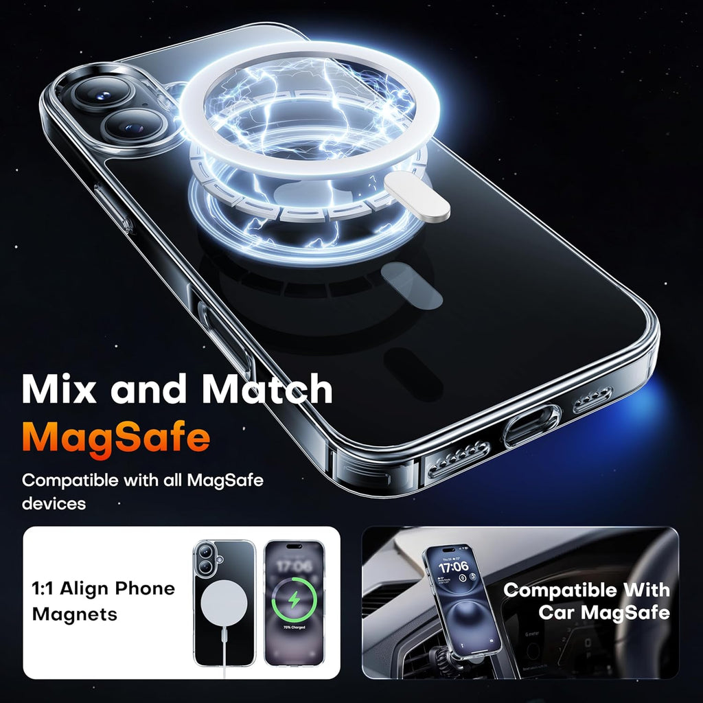 Entronix [Magnetic] Case Compatible with iPhone 16 Plus - [Hard Back] Thick Clear
