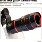 Mobile Phone Attachment Lens, Mobile Zoom Lens, Mobile Camera and Accessories,12X, Smartphone and Tablet Long Focus Telephoto with Clip, Black