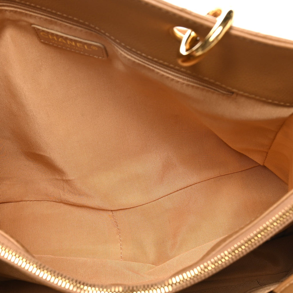 Caviar Quilted Grand Shopping Tote GST Beige