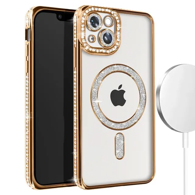 Entronix [Magnetic] Case Compatible with iPhone 14 Plus - [Clear Back] Luxury Diamonds