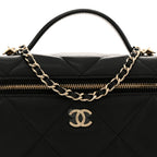 Caviar Quilted Top Handle Slim Vanity With Chain Black