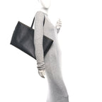 Grained Calfskin Rockstud Shoulder Tote Black