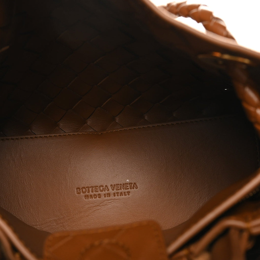 Suede Intrecciato Small Andiamo Shoulder Bag Amber