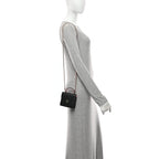 Lambskin Quilted Bi-Color Top Handle Clutch With Chain Black Pink