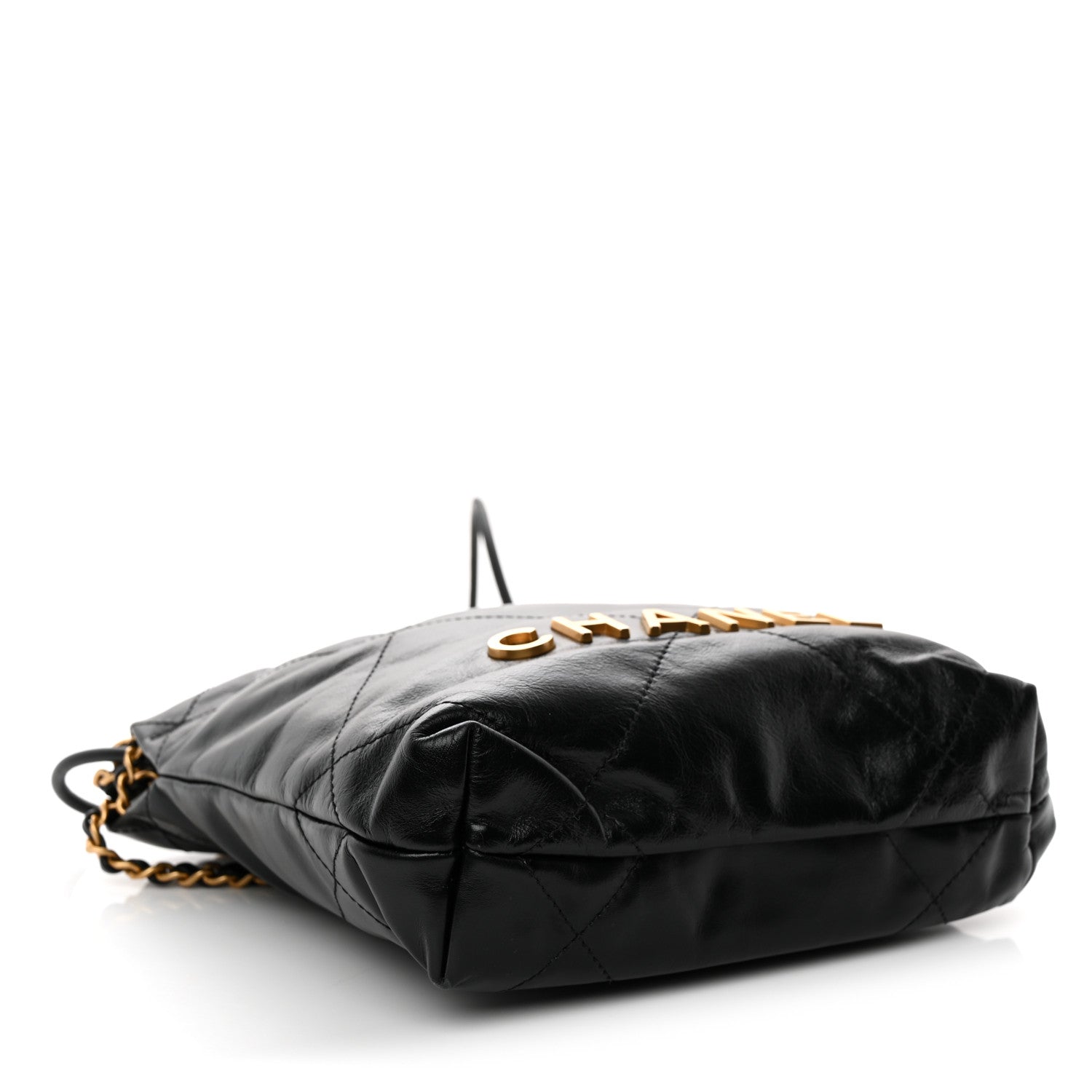 Shiny Calfskin Quilted Mini Chanel 22 Black