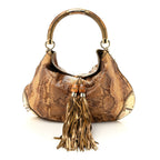 Snakeskin Large Indy Top Handle Hobo Gold