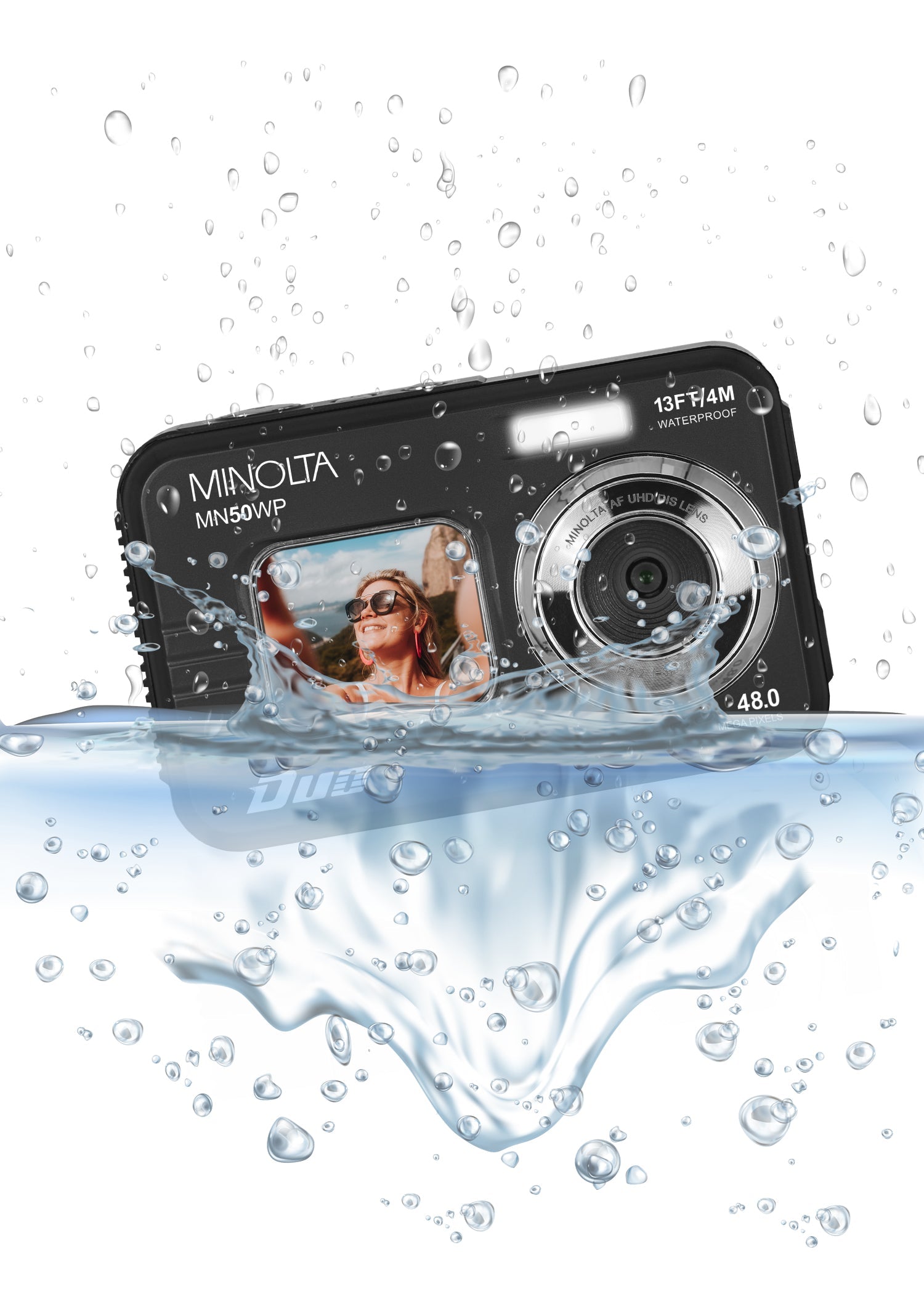 MINOLTA MN50WP Duo 48 MP AF / 5K Ultra HD Waterproof Camera w/ Dual LCD (Red)