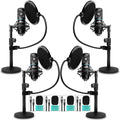 Movo 4Pack Podcasting Bundle with Tabletop Stands