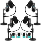 Movo 4Pack Podcasting Bundle with Tabletop Stands