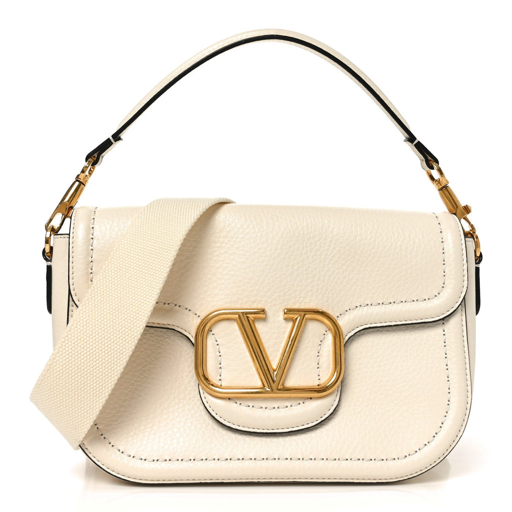 Soft Grainy Calfskin Alltime Shoulder Bag White