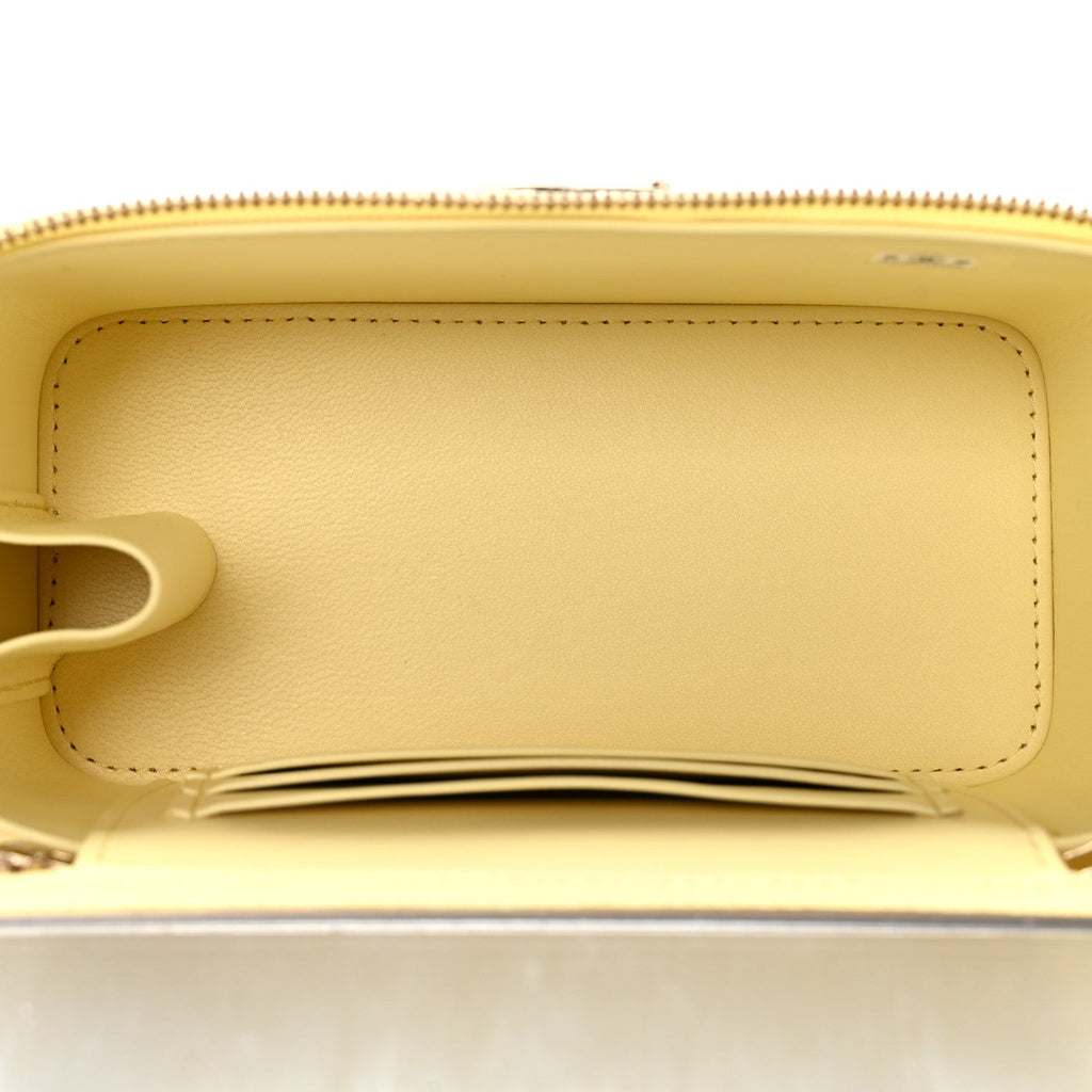 Lambskin Quilted Small Vanity Case With Chain Light Yellow