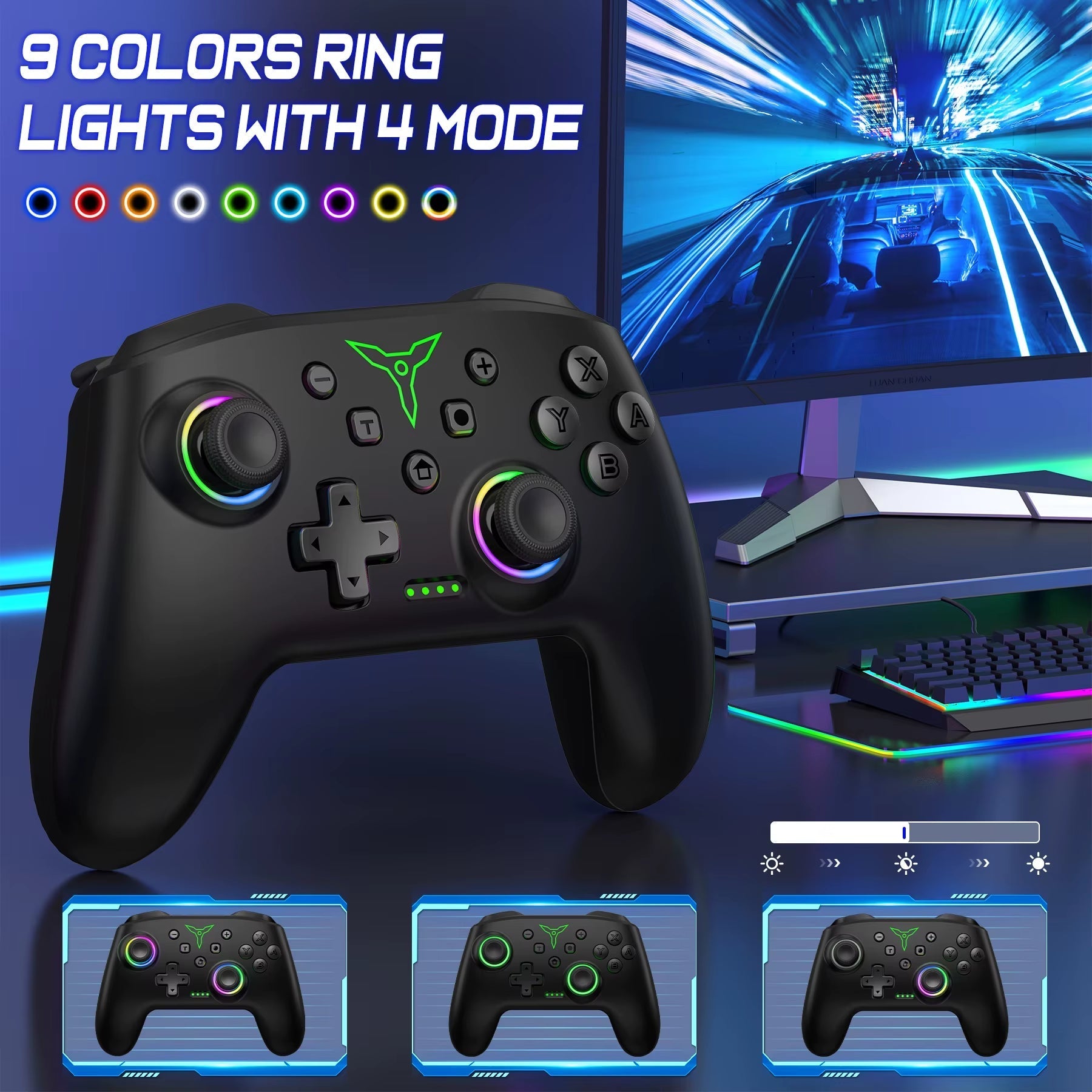 Q218 Wireless Game Controller for Nintendo Switch, OLED, Lite, Android, iOS, and PC with Programmable Features, Turbo Functionality, and 6-Axis Gyroscope