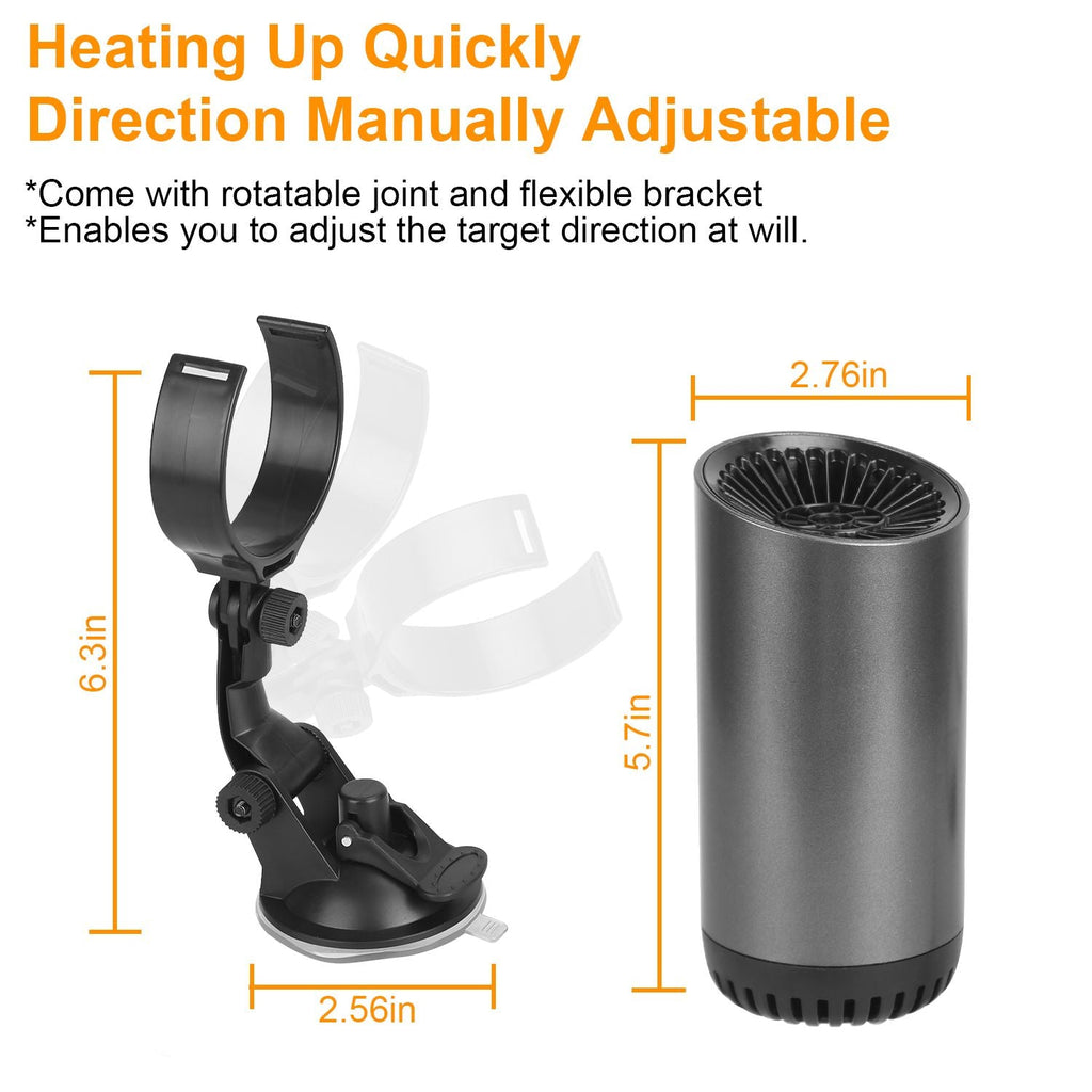 24V 150W Portable Car Heater 2 In 1 Heating Cooling Fan Rotatable Demister Defroster with 4.92ft Cord