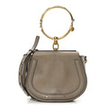 Calfskin Suede Small Nile Bracelet Bag Motty Grey