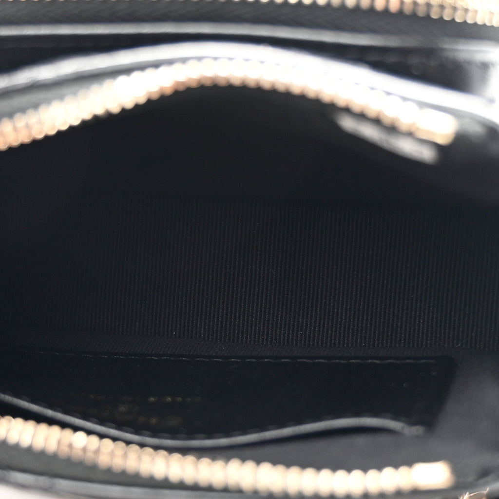 Shiny Crumpled Lambskin Quilted Mini Clutch With Chain Black