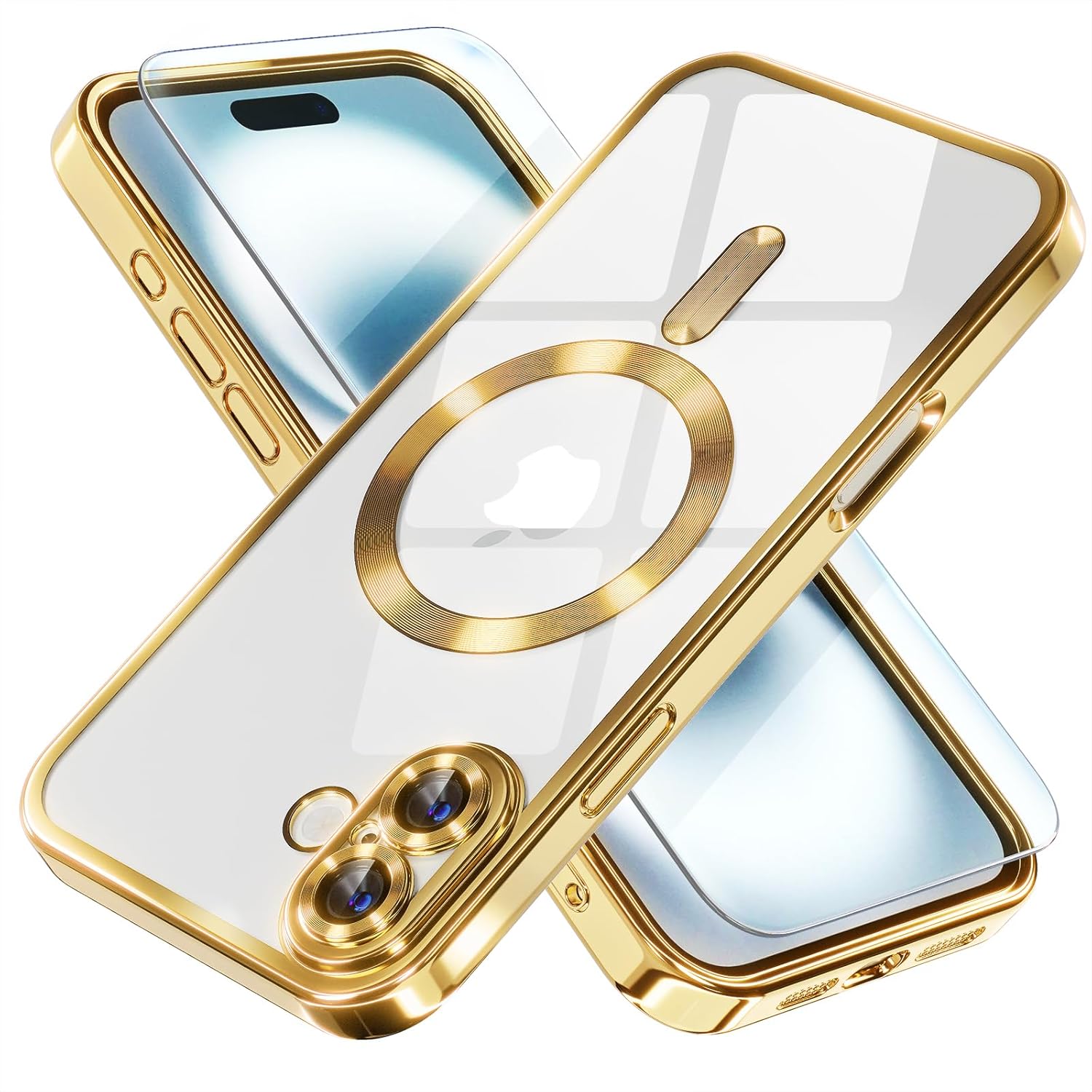 Entronix Bundle Compatible with iPhone 16 - [Magnetic] Luxury Glossy Case & 1 Clear Screen Protector