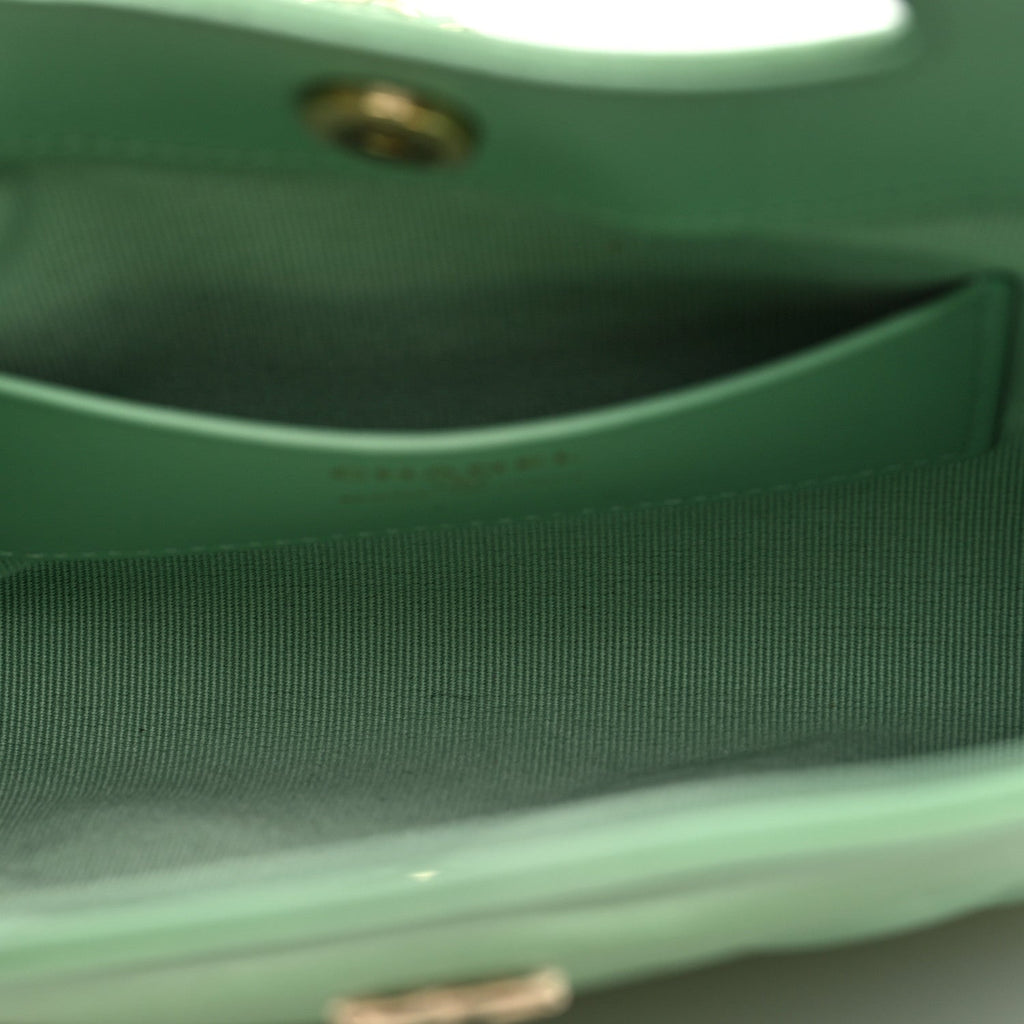 Shiny Lambskin Quilted Nano 31 Shopping Bag Green