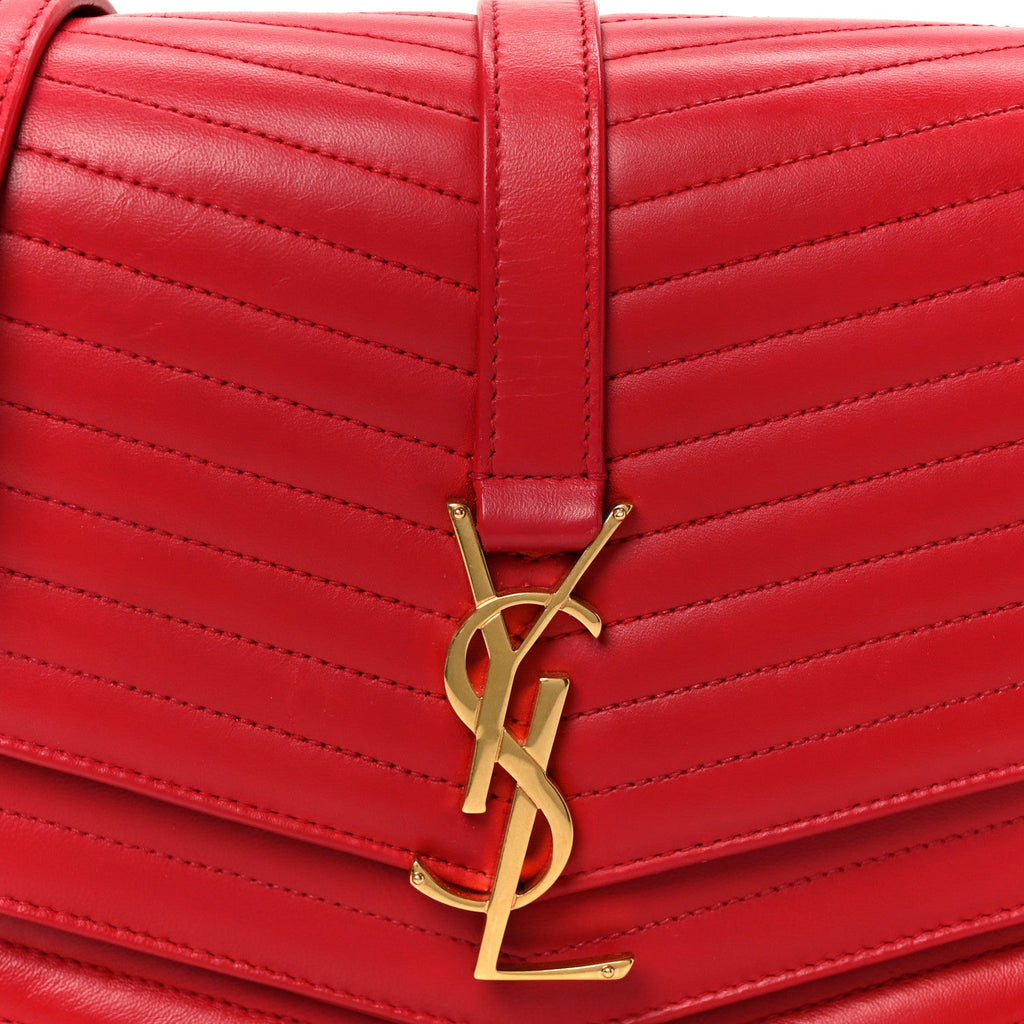Lambskin Matelasse Chevron Monogram Medium Sulpice Bag Red