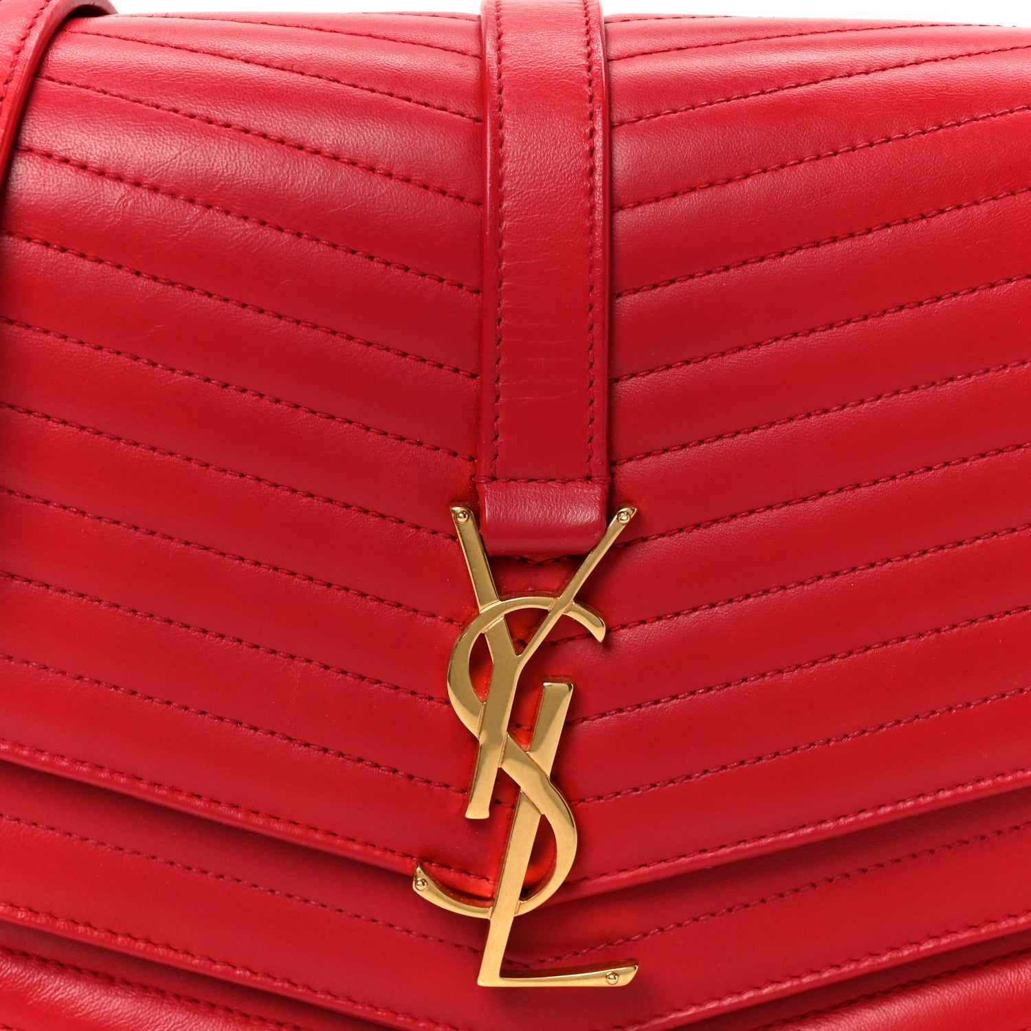 Lambskin Matelasse Chevron Monogram Medium Sulpice Bag Red