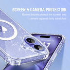 Entronix [Magnetic] Case Compatible with iPhone 17 - [Hard Back] Glitter Clear