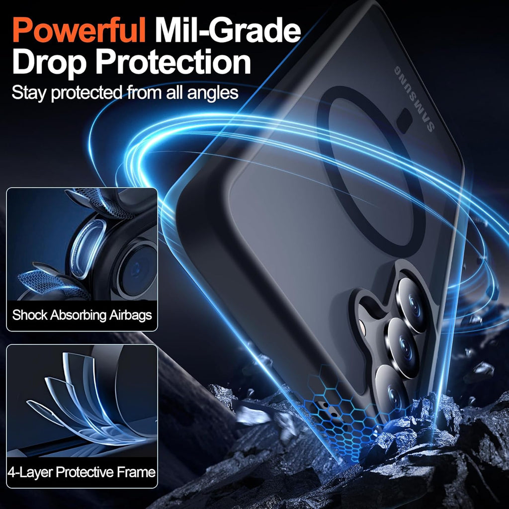 Entronix Bundle Compatible with Galaxy S24 Plus - [Magnetic] Translucent Matte Case & 2 Clear Screen Protectors