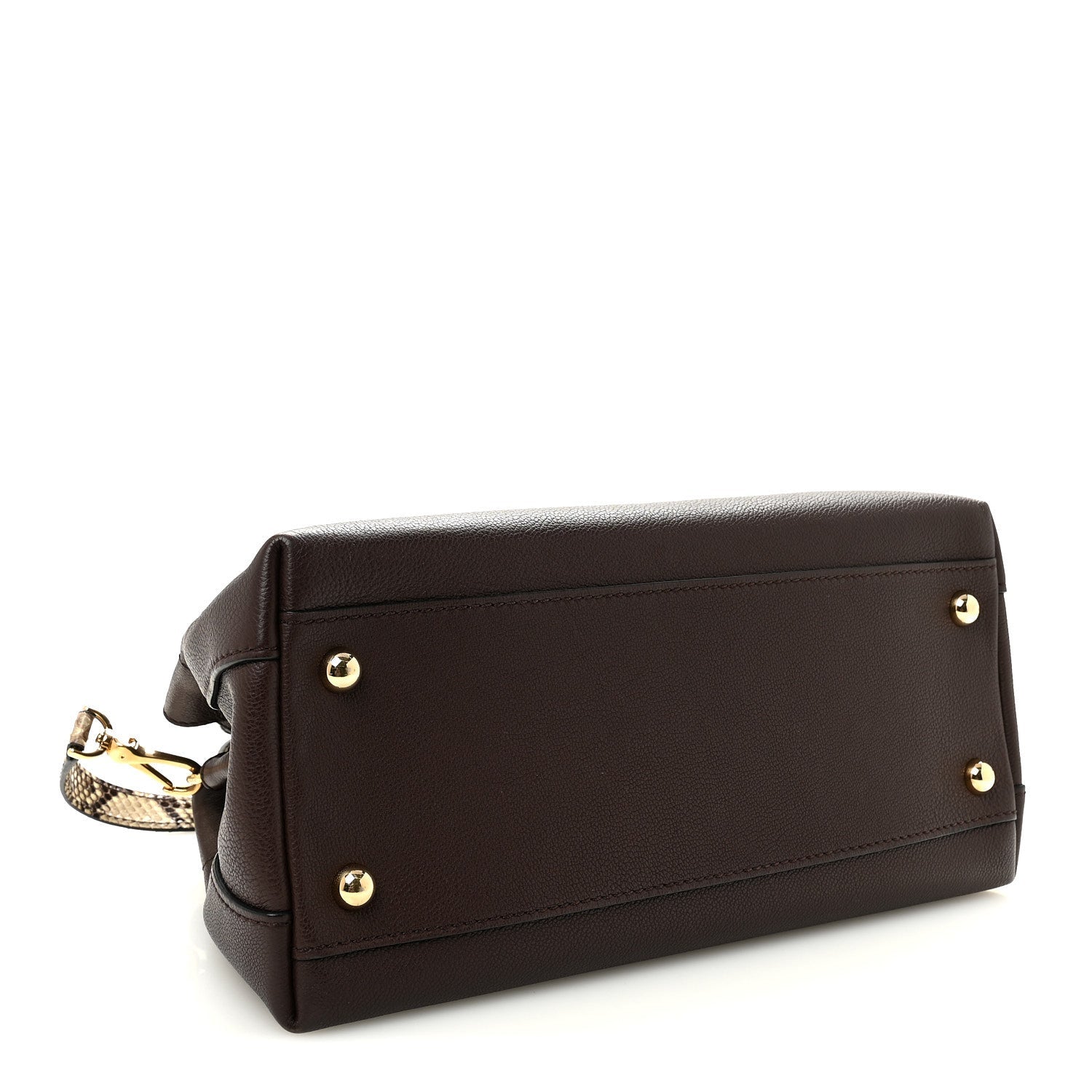 Grainy Calfskin Snakeskin Small Milton Satchel  Brown Natural