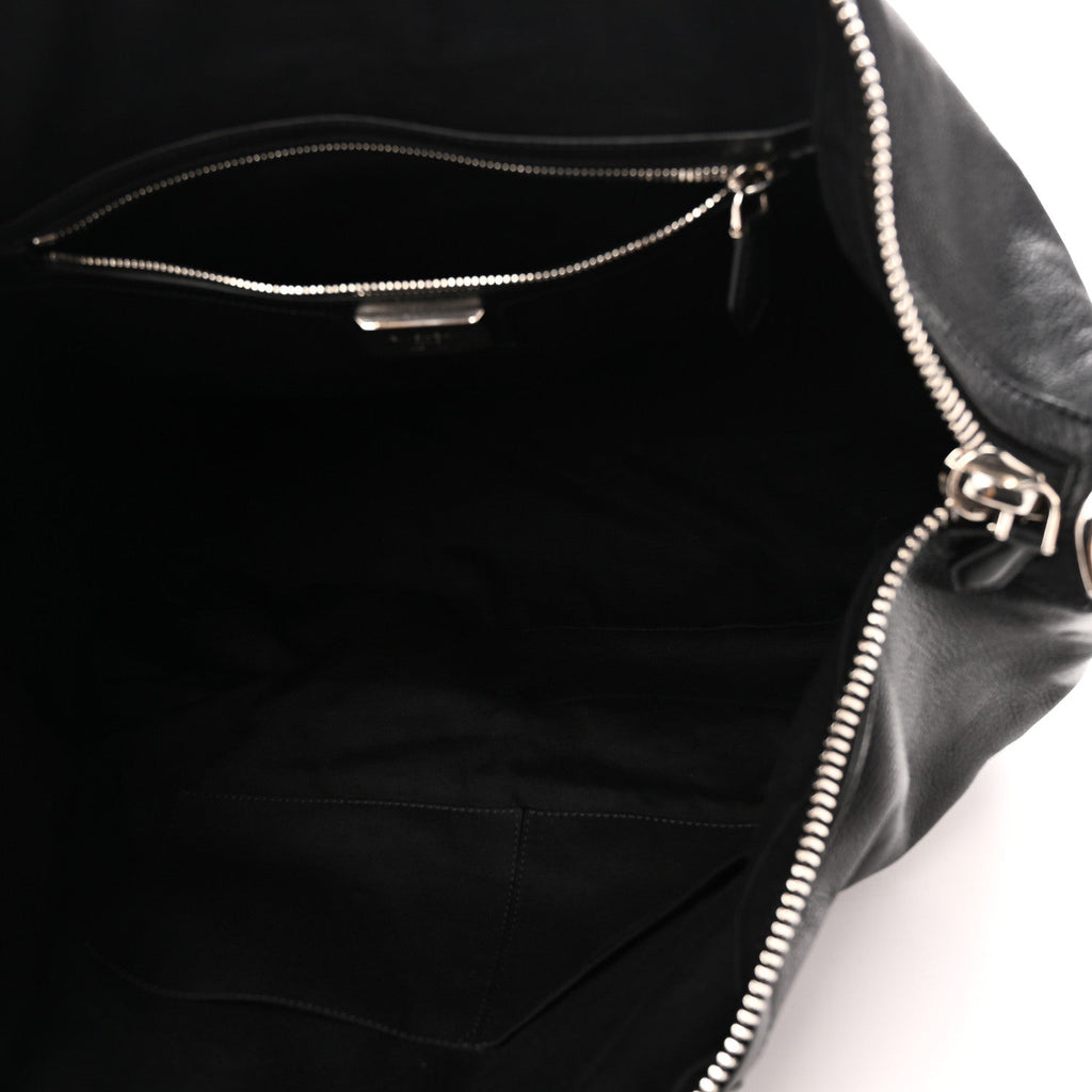 Calfskin Large Zip Nightingale  Black