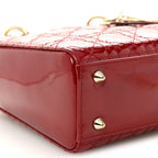 Patent Cannage Small Lady Dior Cherry Red