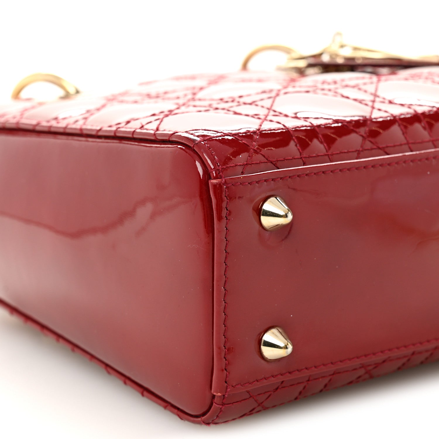 Patent Cannage Small Lady Dior Cherry Red