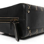 Calfskin Wild Stitch Top Handle Bag Black