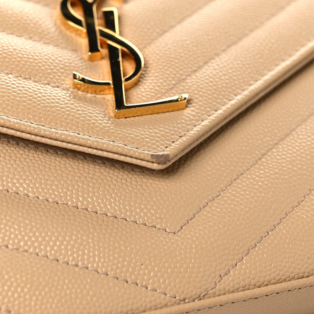 Grain De Poudre Matelasse Chevron Monogram Chain Wallet Nude Powder