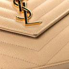 Grain De Poudre Matelasse Chevron Monogram Chain Wallet Nude Powder