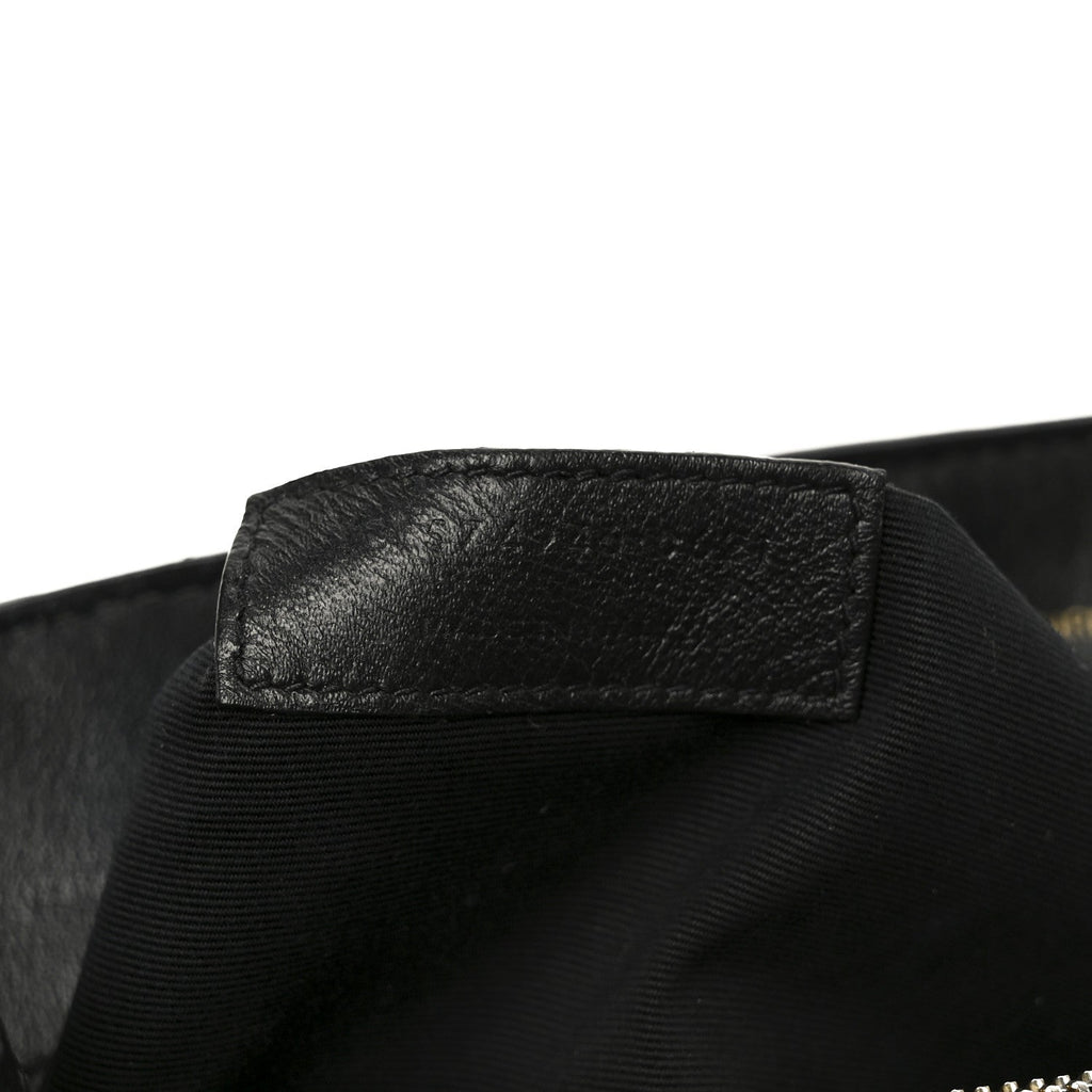Grain de Poudre Calfskin Y Quilted Monogram Medium Loulou Chain Satchel Black