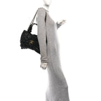 Lambskin Quilted Bow Bag Black