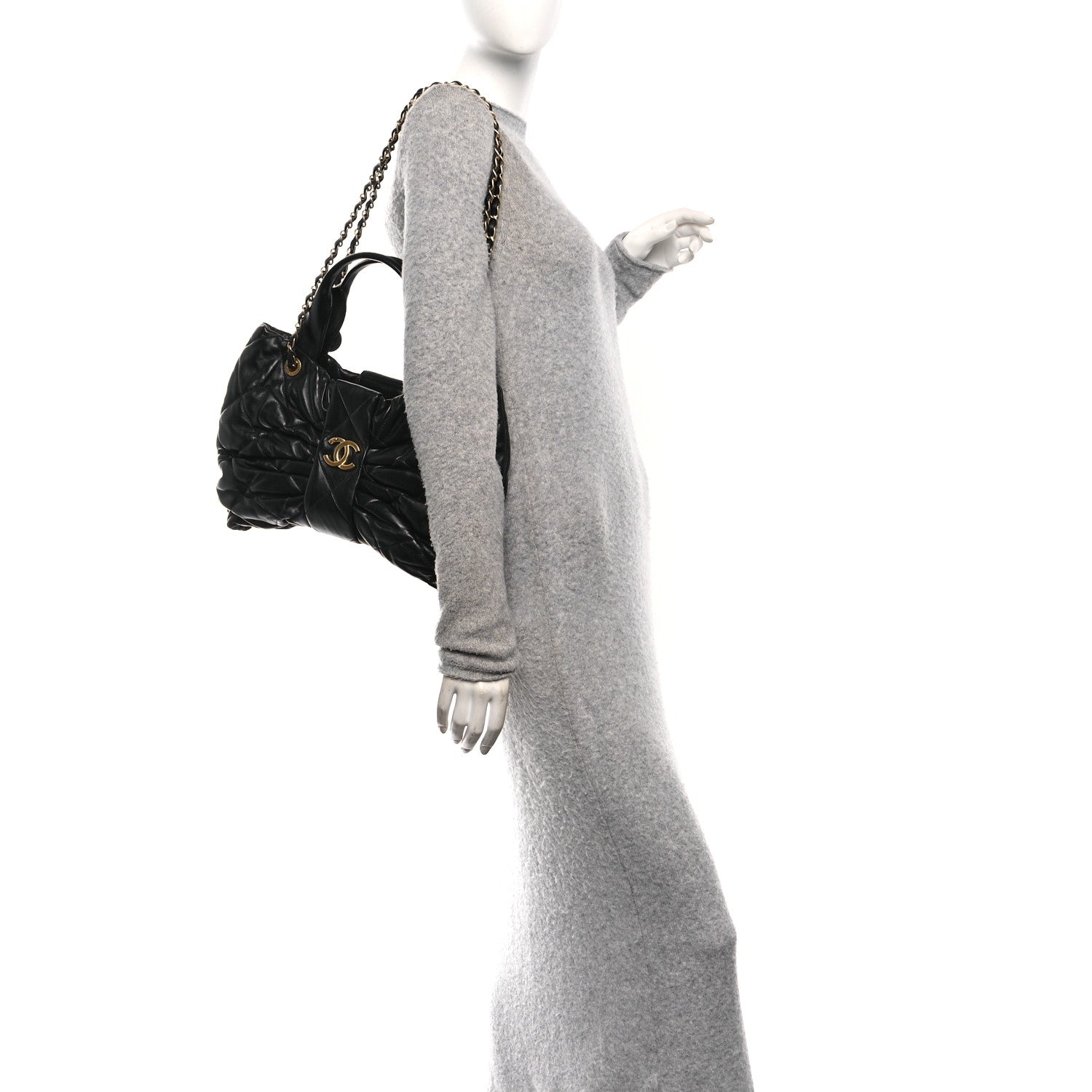 Lambskin Quilted Bow Bag Black
