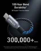 Anker Prime Charger (160W, 3 Ports, Smart Display) with Anker Prime USB-C to USB-C Cable (240W, Upcycled-Braided)